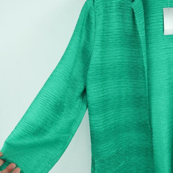 Chicos Travelers Size 3 XL Jacket Crinkle Green Open Front Art to Wear Textured - Picture 7 of 8